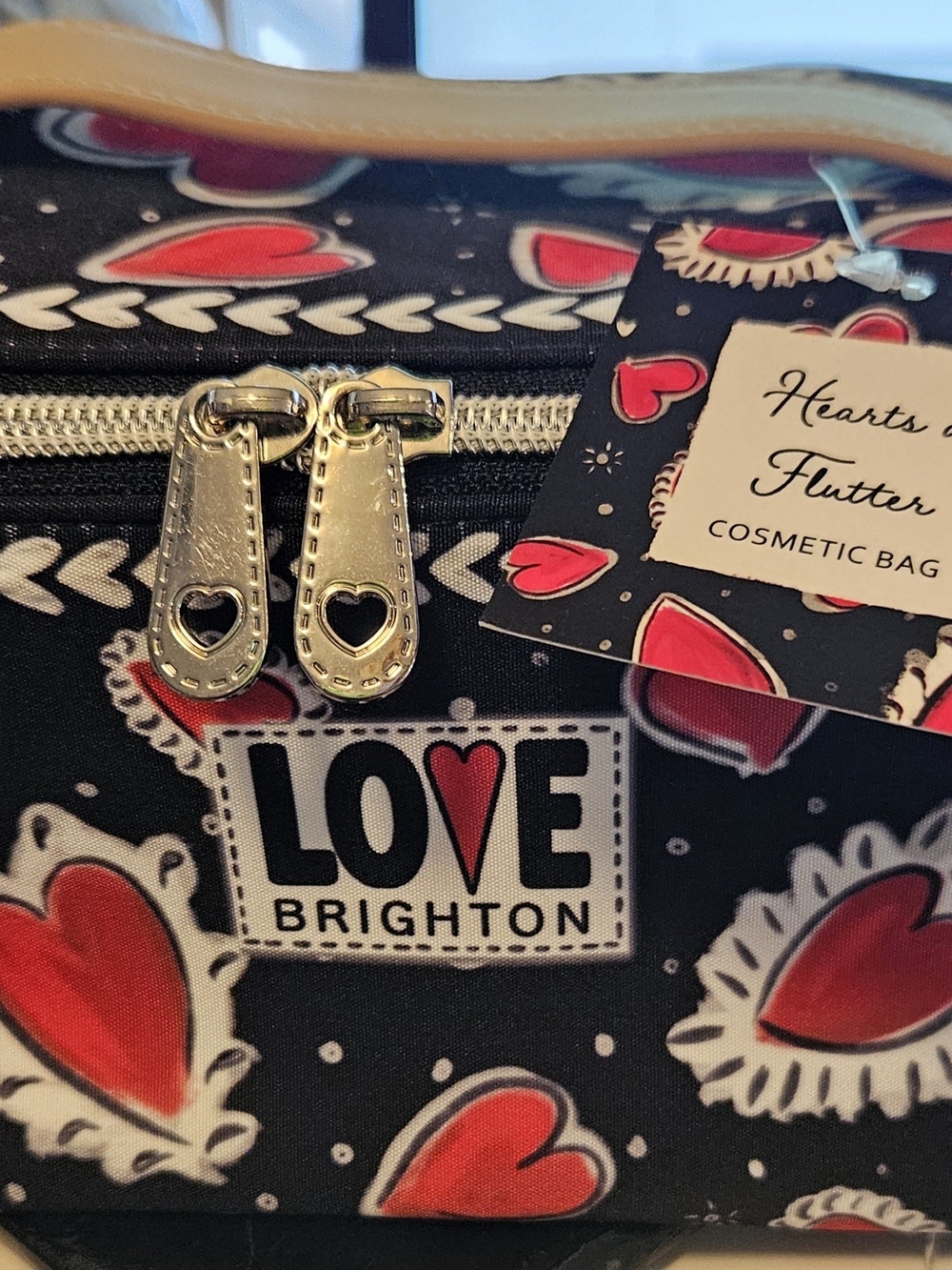 Brighton LOVE Hearts Black and Red Cosmetic Bag